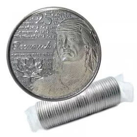 2012 Canadian 25-Cent Heroes of 1812: Tecumseh Non-coloured Quarter Original Coin Roll
