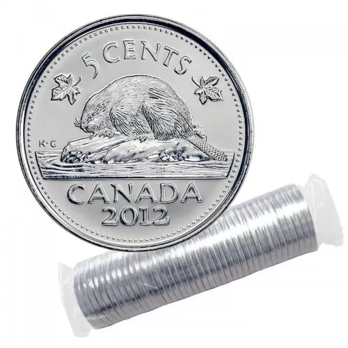 2012 Canadian 5-Cent Beaver Nickel Original Coin Roll