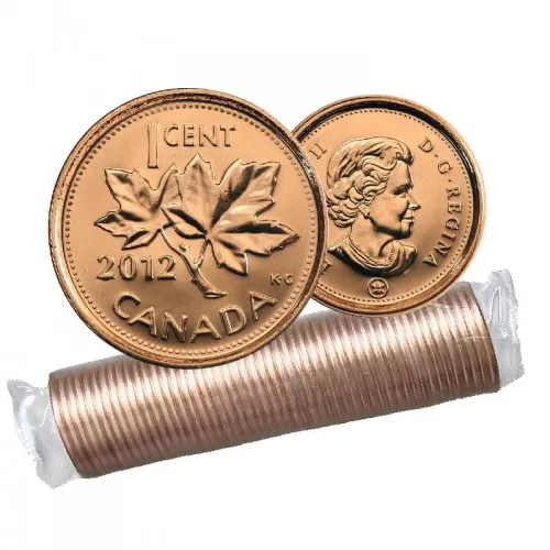 2012 MAGNETIC Canadian 1-Cent Maple Leaf Twig Penny Original Coin Roll