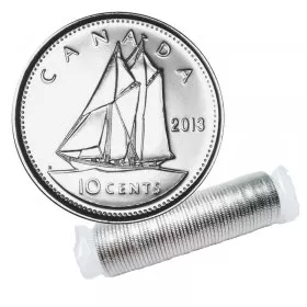 2013 Canadian 10-Cent Bluenose Schooner Dime Original Coin Roll
