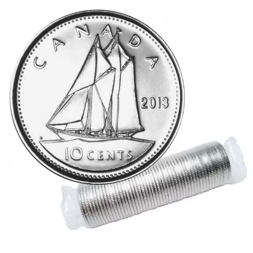 2013 Canadian 10-Cent Bluenose Schooner Dime Original Coin Roll
