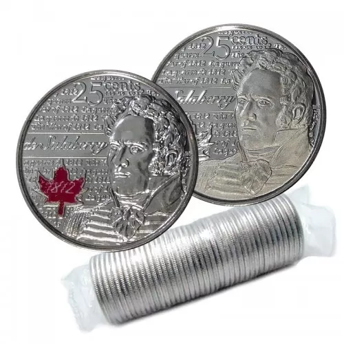 2013 Canadian 25-Cent Heroes of 1812: Charles-Michel de Salaberry Quarter Original Coin Roll (Some Coloured)