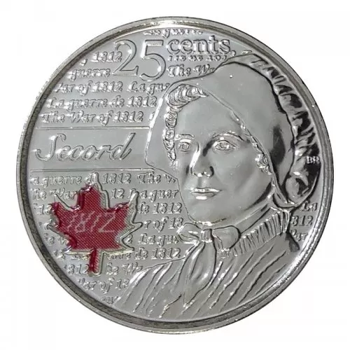 2013 Canadian 25-Cent Heroes of 1812: Laura Secord Coloured Quarter Coin (Brilliant Uncirculated)