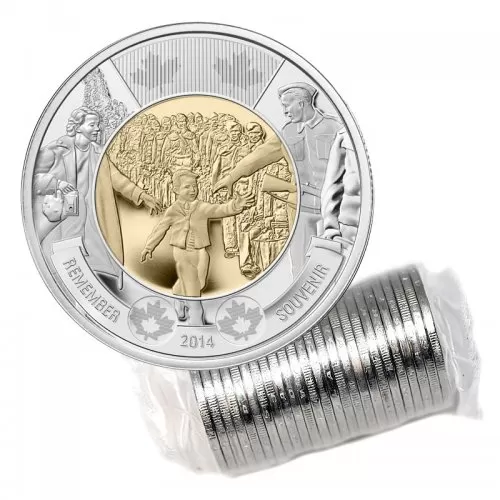 2014 Canadian $2 Wait for Me, Daddy Remembrance Toonie Original Coin Roll