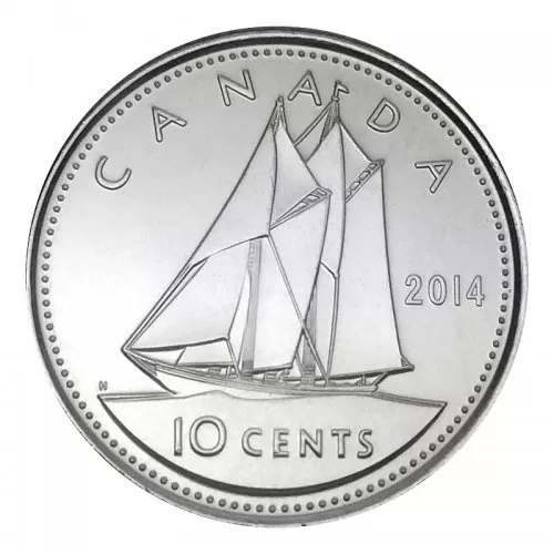 2014 Canadian 10-Cent Bluenose Schooner Dime Coin (Brilliant Uncirculated)