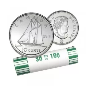 2014 Canadian 10-Cent Bluenose Schooner Dime Original Coin Roll