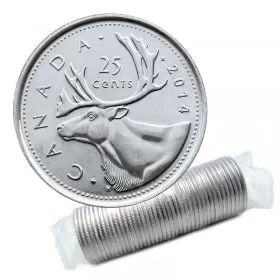 2014 Canadian 25-Cent Caribou Quarter Original Coin Roll