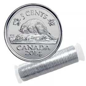 2014 Canadian 5-Cent Beaver Nickel Original Coin Roll