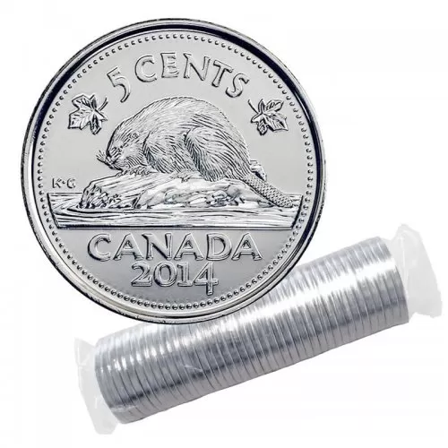 2014 Canadian 5-Cent Beaver Nickel Original Coin Roll