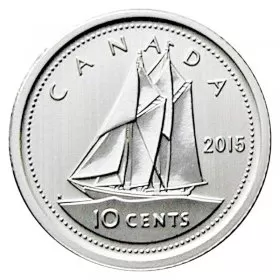 2015 Canadian 10-Cent Bluenose Schooner Dime Coin (Brilliant Uncirculated)