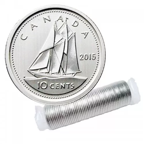 2015 Canadian 10-Cent Bluenose Schooner Dime Original Coin Roll
