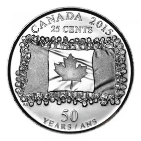 2015 Canadian 25-Cent National Flag 50 Years Non-Coloured Quarter Coin (Brilliant Uncirculated)