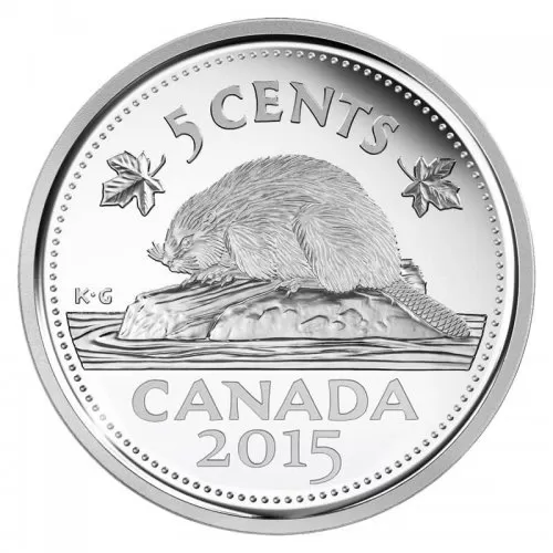 2015 Canadian 5-Cent Beaver Nickel Coin (Brilliant Uncirculated)