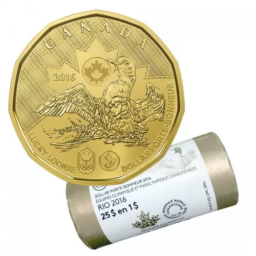 2016 Canadian $1 Olympic Lucky Loonie Dollar Special Wrap Coin Roll