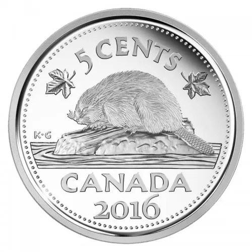 2016 Canadian 5-Cent Beaver Nickel Coin (Brilliant Uncirculated)