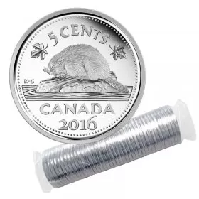 2016 Canadian 5-Cent Beaver Nickel Original Coin Roll