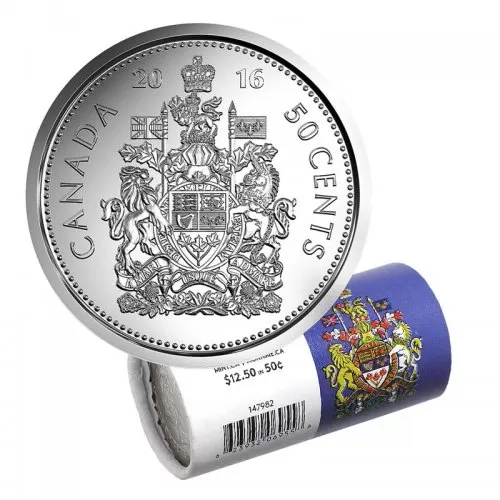 2016 Canadian 50-Cent Coat of Arms Half Dollar Special Wrap Coin Roll