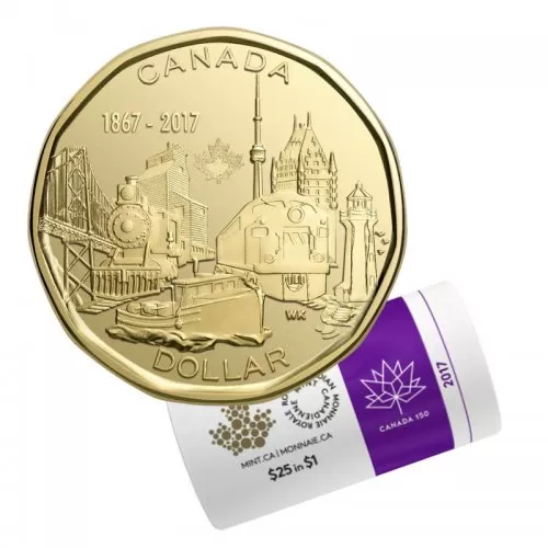 2017 (1867-) Canadian $1 Connecting A Nation 150th Anniv Loonie Dollar Special Wrap Coin Roll