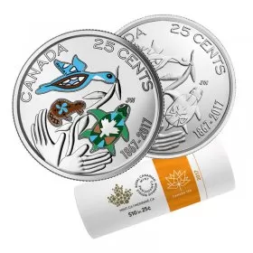2017 (1867-) Canadian 25-Cent Hope For A Green Future 150th Anniv Quarter Special Wrap Coin Roll (Some Coloured) 