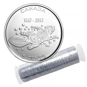 2017 (1867-) Canadian 5-Cent Living Traditions 150th Anniv Nickel Original Coin Roll