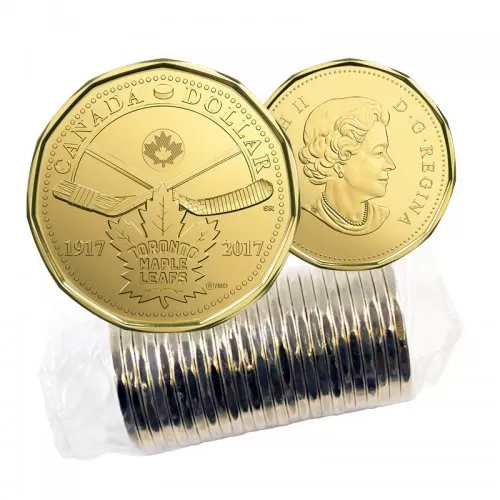 2017 (1917-) Canadian $1 Toronto Maple Leafs® 100th Anniv Loonie Dollar Original Coin Roll