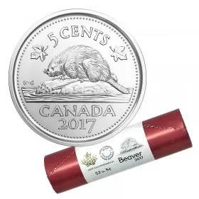 2017 Canadian 5-Cent Beaver Nickel Classic Special Wrap Coin Roll