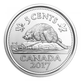 2017 Canadian 5-Cent Beaver Nickel Coin (Brilliant Uncirculated)