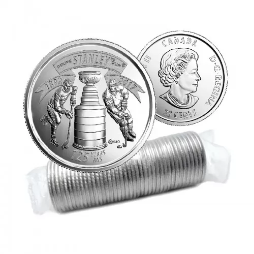 2017 (1892-) Canadian 25-Cent The Stanley Cup® 125th Anniv Quarter Original Coin Roll-heads both ends