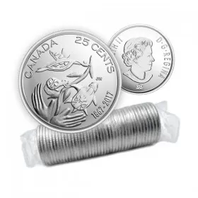 2017 (1867-) Canadian 25-Cent Hope For A Green Future 150th Anniv Quarter Original Coin Roll in coin tube