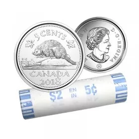 2018 Canadian 5-Cent Beaver Nickel Original Coin Roll