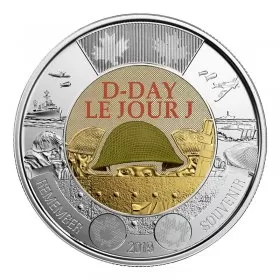 2019 (1944-) Canadian $2 D-Day 75th Anniv Remembrance Coloured Toonie Coin (Brilliant Uncirculated)