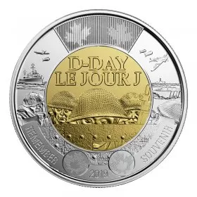2019 (1944-) Canadian $2 D-Day 75th Anniv Remembrance Non-Coloured Toonie Coin (Brilliant Uncirculated)