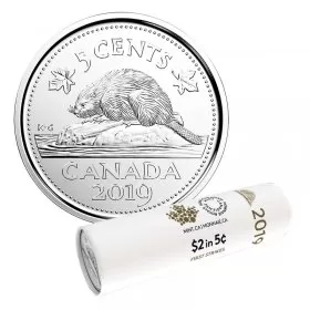 2019 Canadian 5-Cent Beaver Nickel First Strikes Special Wrap Coin Roll