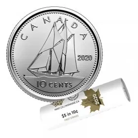 2020 Canadian 10-Cent Bluenose Schooner Dime First Strikes Special Wrap Coin Roll