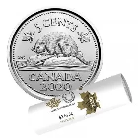 2020 Canadian 5-Cent Beaver Nickel First Strikes Special Wrap Coin Roll