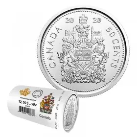 2020 Canadian 50-Cent Coat of Arms Half Dollar Special Wrap Circulation Coin Roll