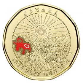 2021 (1896-) Canadian $1 Klondike Gold Rush 125th Anniv Coloured Loonie Coin