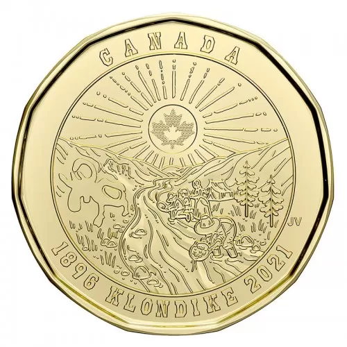 2021 (1896-) Canadian $1 Klondike Gold Rush 125th Anniv Uncoloured Loonie Coin