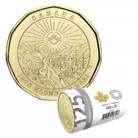 2021 (1896-) Canadian $1 Klondike Gold Rush 125th Anniv Uncoloured Loonie Special Wrap Coin Roll