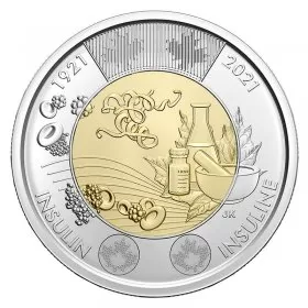 2021 (1921-) Canadian $2 Discovery of Insulin 100th Anniv Non-Coloured Toonie Coin (Brilliant Uncirculated)
