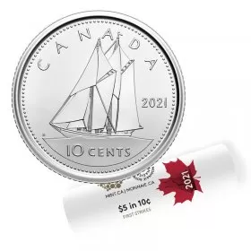 2021 Canadian 10-Cent Bluenose Schooner Dime First Strikes Special Wrap Coin Roll