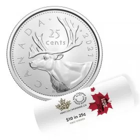 2021 Canadian 25-Cent Caribou Quarter First Strikes Special Wrap Coin Roll