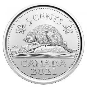 2021 Canadian 5-Cent Beaver Nickel Coin (Brilliant Uncirculated)