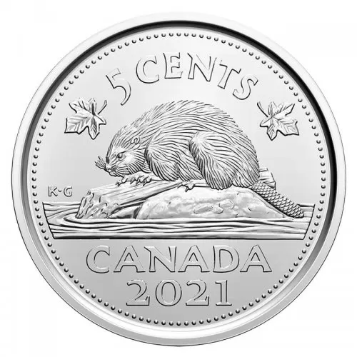 2021 Canadian 5-Cent Beaver Nickel Coin (Brilliant Uncirculated)