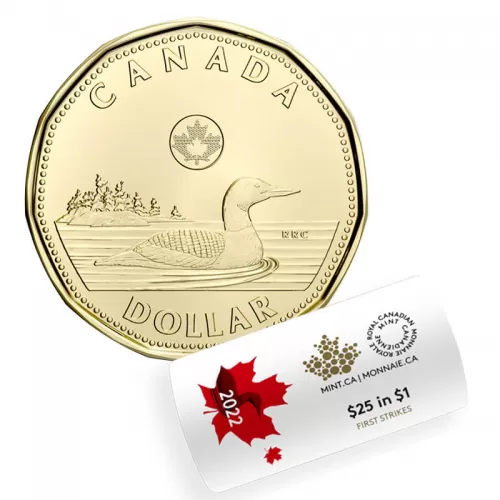 2022 Canadian $1 Common Loon Dollar First Strikes Special Wrap Coin Roll