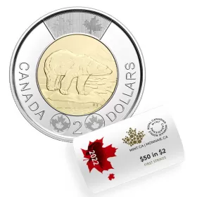 2022 Canadian $2 Polar Bear Toonie First Strikes Special Wrap Coin Roll