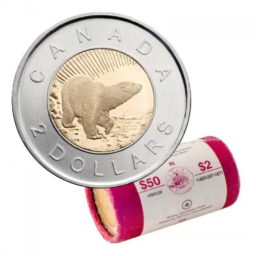 2006 (1996-) Canadian $2 Churchill Polar Bear 10th Anniv Toonie Original Mint Coin Roll