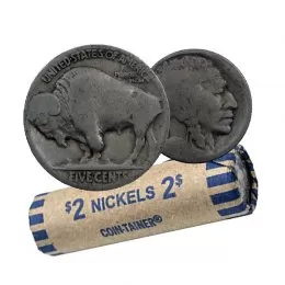 1913-1938 NO DATE United States 5 Cent Indian Head (Buffalo) Nickel Coin Roll (Circulated) 1913-1938 NO DATE United States 5 Cent Indian Head (Buffalo) Nickel Coin Roll (Circulated)
