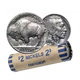 1936 United States 5 Cent Indian Head (Buffalo) Nickel Coin Roll (Circulated) 