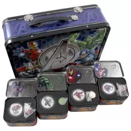 2014 Niue $2 Marvel Avengers 1 oz Proof Silver 4-Coin Set with Collector Tins & Case
